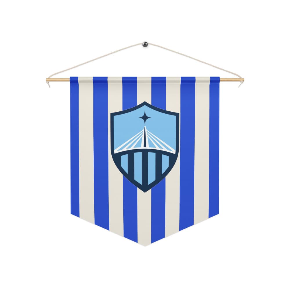 Poly-twill wall pennant with wooden dowel + twine hanger
