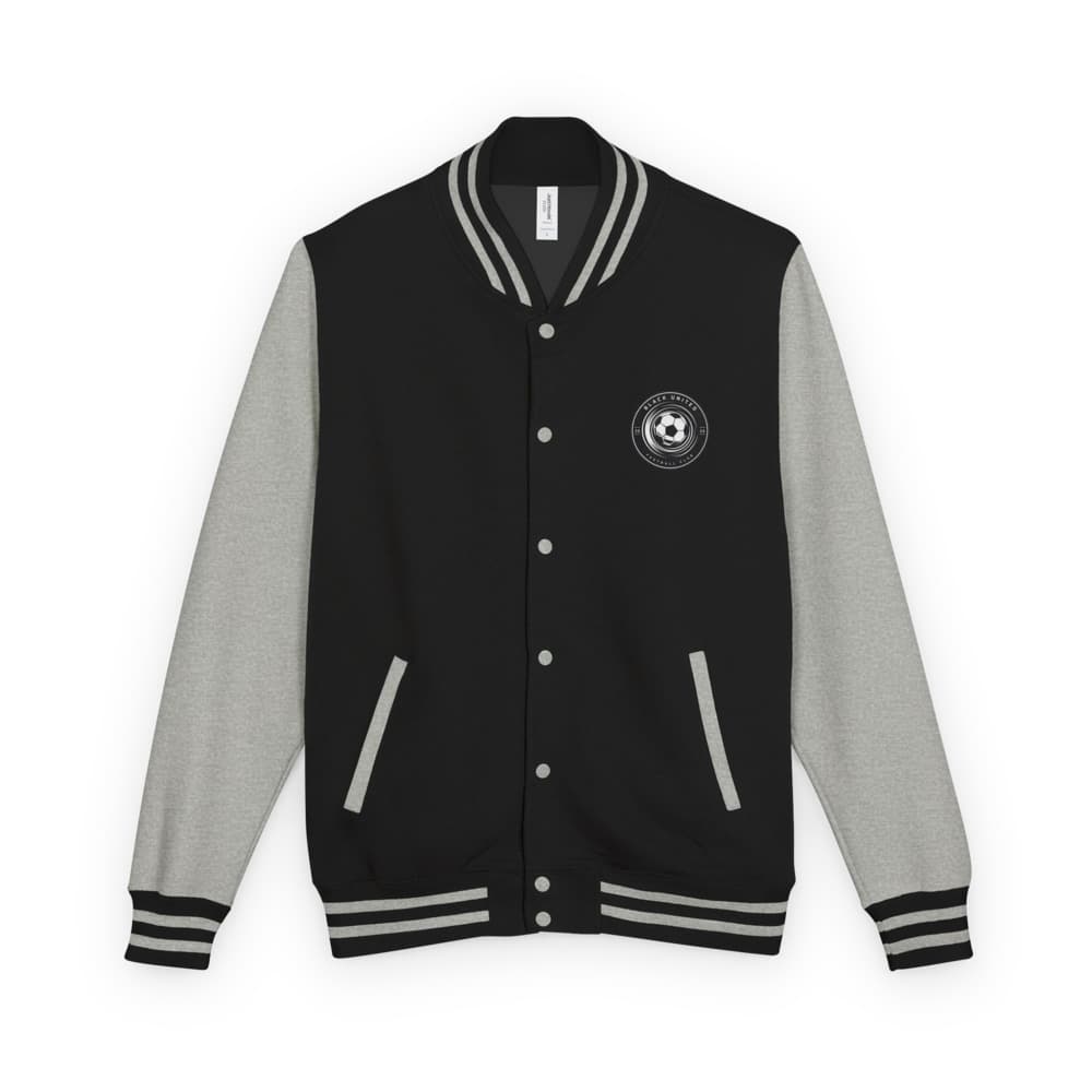 Jet Black / Heather Grey letterman jacket with left-chest crest