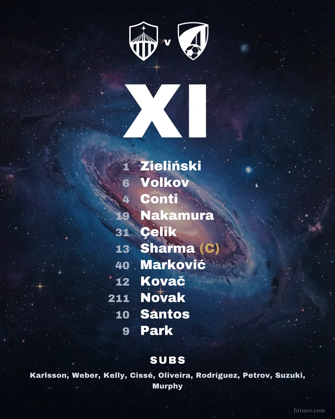 Duel — Starting XI template, AI-generated example