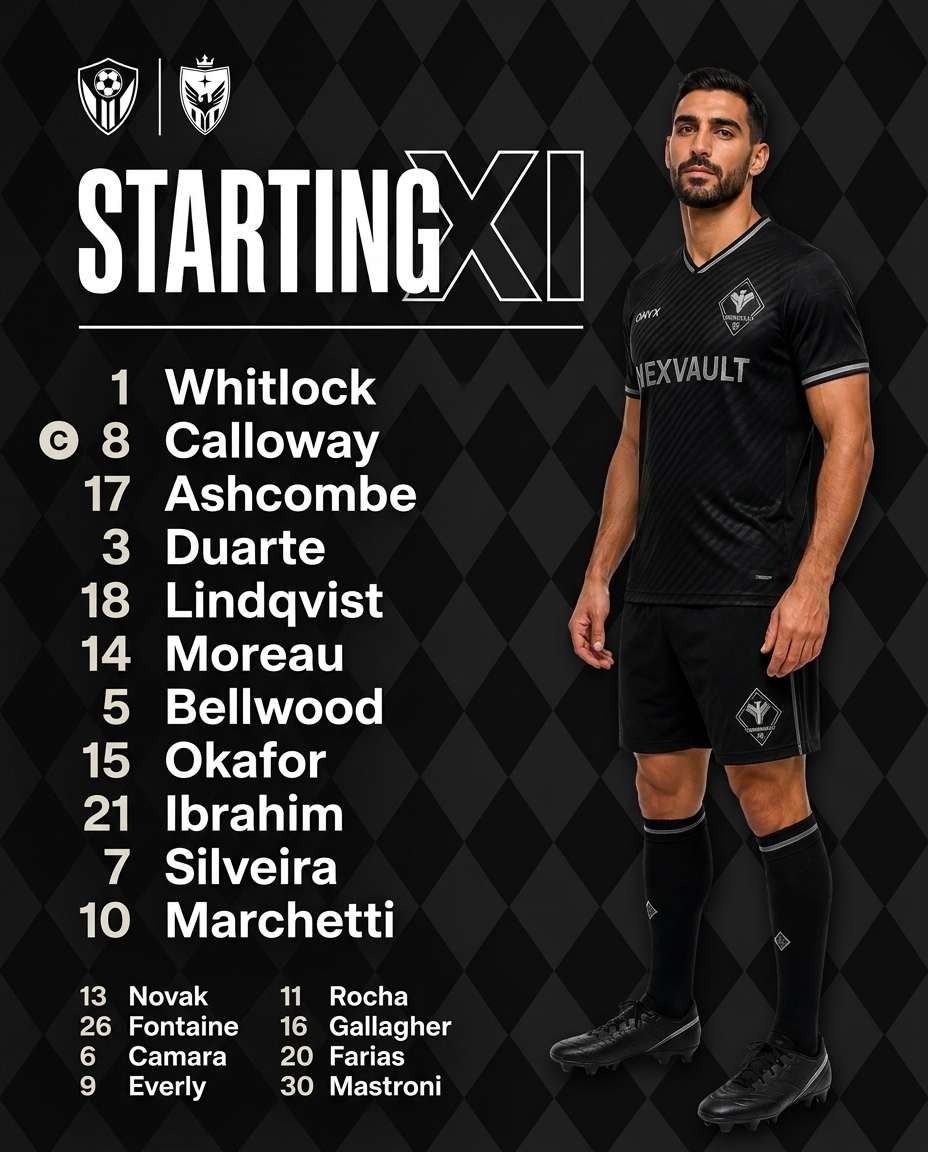 Harlequin — Starting XI template, AI-generated example
