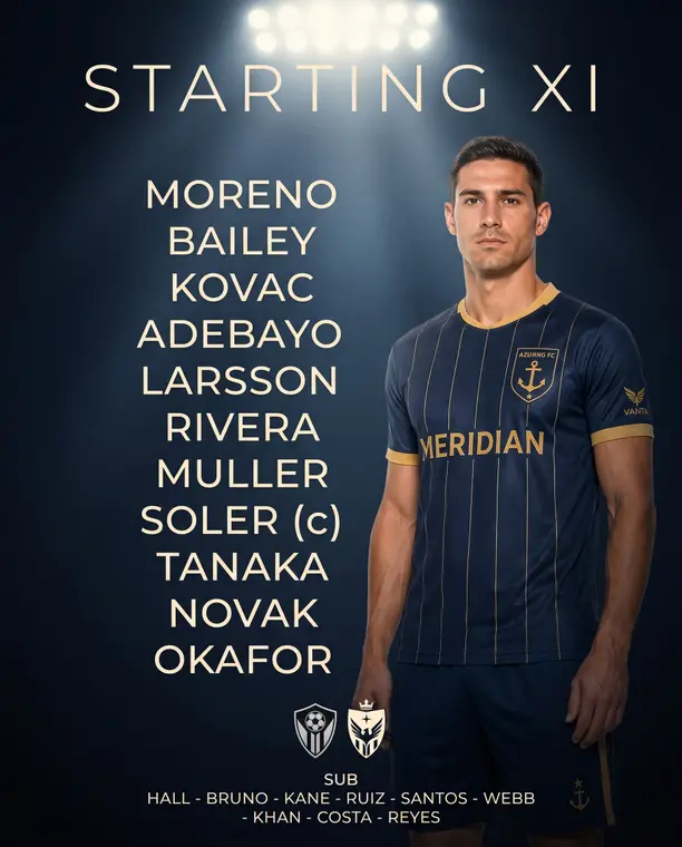 Nocturne — Starting XI template, AI-generated example