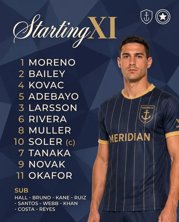Regal — Starting XI template, AI-generated example