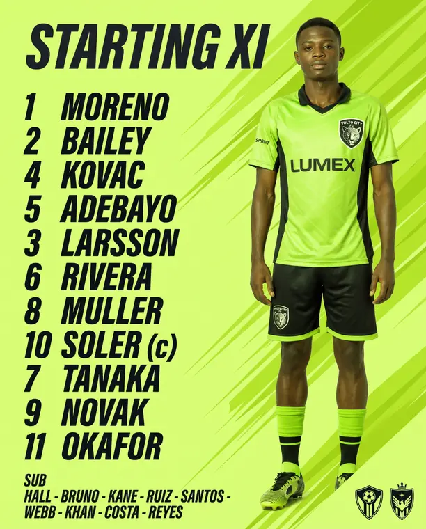 Velocity — Starting XI template, AI-generated example